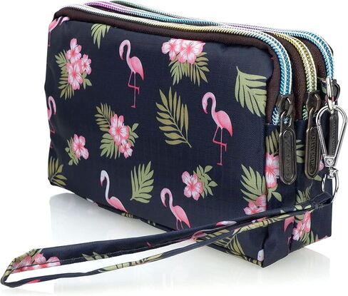 محافظ معصم ذات سعة كبيرة للنساء من CONISY، محفظة بمقبض كروس من النايلون المطبوع، محفظة للهاتف الخلوي بـ 3 سحاب للسيدات in Kuwait