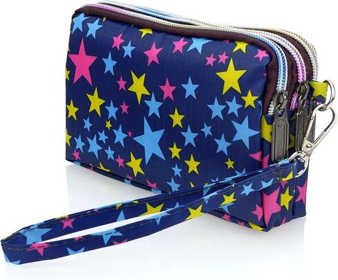 محافظ معصم ذات سعة كبيرة للنساء من CONISY، محفظة بمقبض كروس من النايلون المطبوع، محفظة للهاتف الخلوي بـ 3 سحاب للسيدات in Kuwait