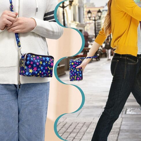 محافظ معصم ذات سعة كبيرة للنساء من CONISY، محفظة بمقبض كروس من النايلون المطبوع، محفظة للهاتف الخلوي بـ 3 سحاب للسيدات in Kuwait