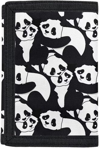 Cozeyat Lovely Panda Design Boys Girls Trifold Canvas Purse for Money Coin Holder,Foldable Cards ID Window Novelty Wallet for Kids in Saudi Arabia