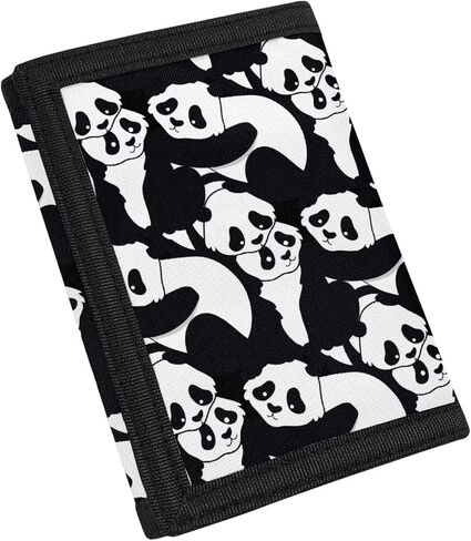 Cozeyat Lovely Panda Design Boys Girls Trifold Canvas Purse for Money Coin Holder,Foldable Cards ID Window Novelty Wallet for Kids in Saudi Arabia
