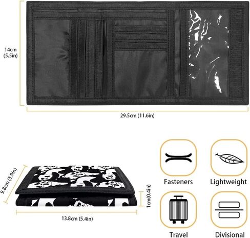 Cozeyat Lovely Panda Design Boys Girls Trifold Canvas Purse for Money Coin Holder,Foldable Cards ID Window Novelty Wallet for Kids in Saudi Arabia