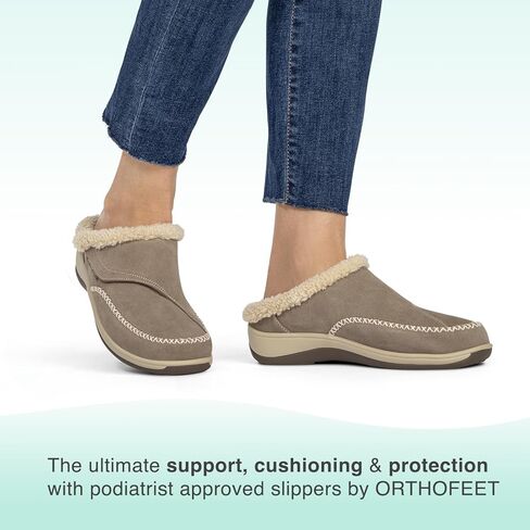 Orthofeet Women's Orthopedic Faux Fur Lined Charlotte Slippers in Kuwait