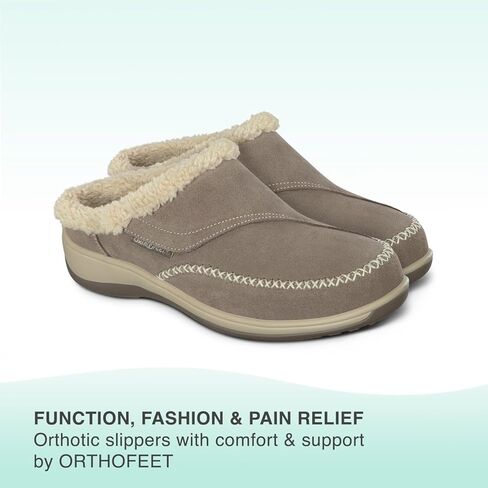 Orthofeet Women's Orthopedic Faux Fur Lined Charlotte Slippers in Kuwait