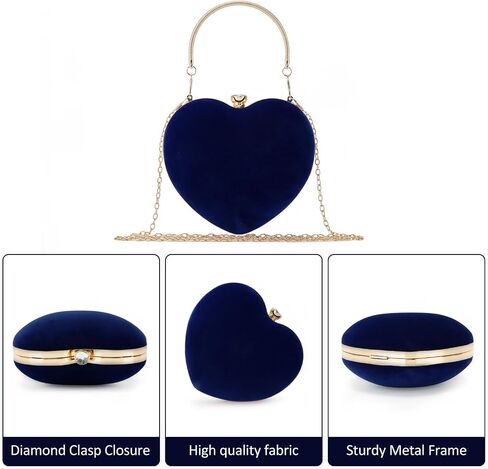 Lanpet Women Heart Shaped Evening Bag Mini Clutch Purse Chain Strap Shoulder Bag Handbag for Wedding Cocktail Party … in Saudi Arabia