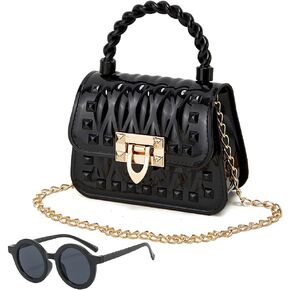 Toddler Handbags Cross Body Bag Shoulder Bag Wallet Princess Purse Sunglass for Girls Kids (Orange) in Kuwait