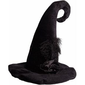 Loftus Curly Witch with Feather Costume Hat Black One Size