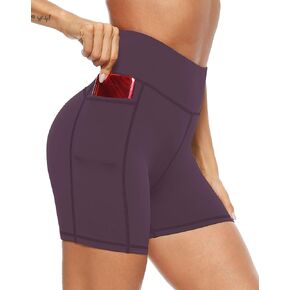 AFITNE Women's High Waist Biker Shorts with Pockets, Tummy Control Athletic Workout Running Yoga Shorts