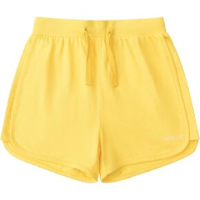 AMERICLOUD Girls Running Cotton Shorts Kids Drawstring Casual Short with Pockets Girls Workout Clothes 3-12 Years (Yellow-S) in Kuwait