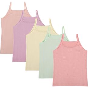 Girls Camisole Undershirts Prints - Toddler Girls Cotton Cami 5 Pack