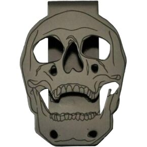 Skull Money Clip Wallet - Practical, Slim, Minimalist Stainless Steel Cash Holder - Front Pocket Credit Card, Business Card, Paper Money Clamp - Day Of Dead Skull - Gift for Men in Saudi Arabia