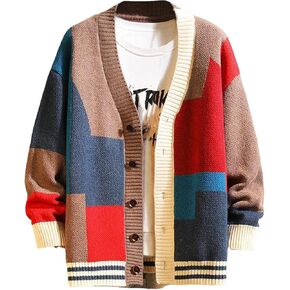 Arssm Mens Cardigan Sweater Knitted Long Sleeve V Neck Button Down Sweaters Casual Cardigans in Kuwait