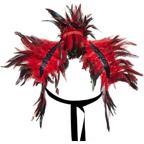 Kephay Natural Feather Sequins Shrug Shawl Cloak Collar Gothic Victorian Feather Shawl Halloween Dress up