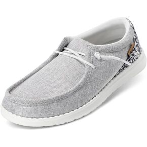 STQ Women's Lace-up Loafers Lightweight Casual Boat Shoes with Arch Support