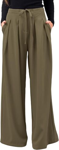 EVALESS Womens High Waisted Straight Leg Long Palazzo Pants Casual Business Office Work Trousers in Saudi Arabia