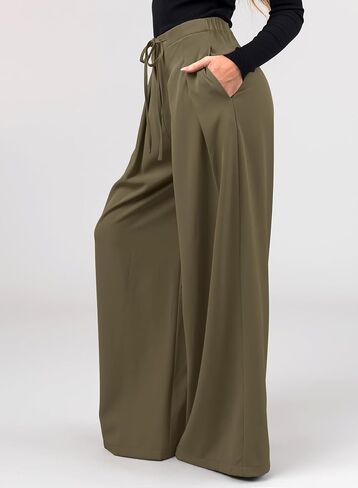 EVALESS Womens High Waisted Straight Leg Long Palazzo Pants Casual Business Office Work Trousers in Saudi Arabia