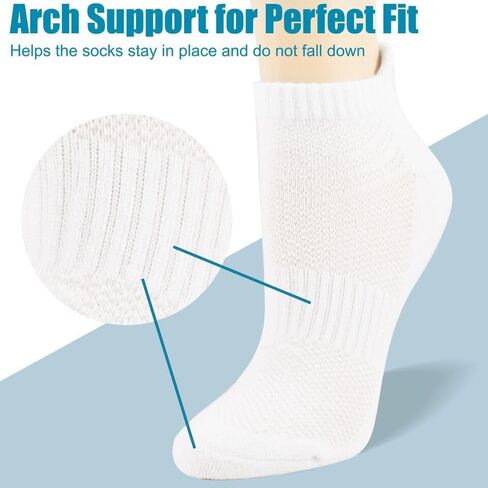 GREAT VALUE 12 Pairs of Cotton Ankle, Athletic, Running, High-Stretch Low-Cut Sports Socks for Men & Women (US, Alpha, Large, Regular, Regular, White) in Saudi Arabia