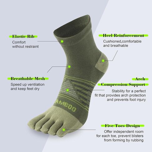 SPST Toe Socks for Men and Women, Bamboo Viscose Five Finger Ankle Socks, Athletic Running Socks 3 Pairs in Kuwait