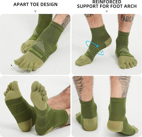 SPST Toe Socks for Men and Women, Bamboo Viscose Five Finger Ankle Socks, Athletic Running Socks 3 Pairs in Kuwait