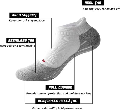 Feetalk Ankle Athletic Running Socks Low Cut Sports Tab Socks for Men and Women (6 Pairs) in Kuwait