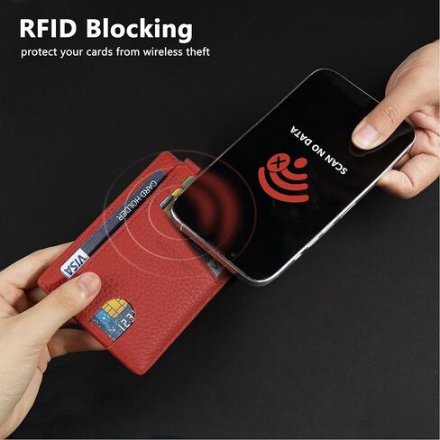 GADIEMKENSD حامل بطاقة الائتمان RFID حجب جلد طبيعي محفظة بطاقة نحيفة حجم صغير حافظات بطاقات محفظة سلسلة مفاتيح محفظة مع حلقة D Llaveros De Hombre مجموعة بطاقات إعفاء الهوية للنساء والرجال باللون الأسود in Kuwait