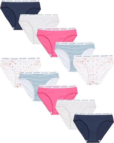 Life is Good Girls' Underwear - Casual Stretch Bikini Briefs (10 Pack) in Saudi Arabia