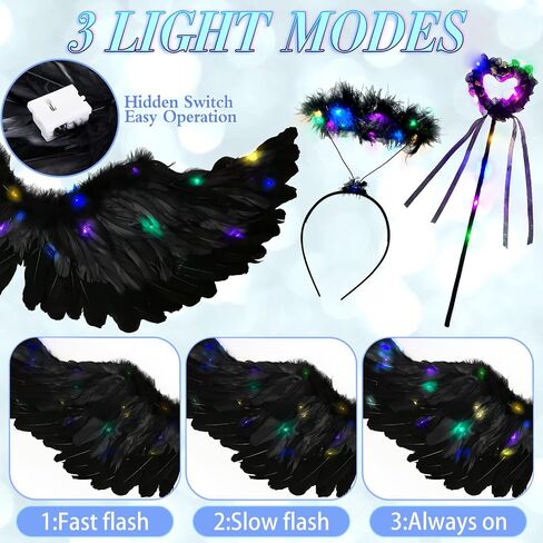 Goenb Light up Angel Wings, Angel Costume for Woman Adults Girls Kids Angel Wings and Halo Accessories for Halloween Party in Saudi Arabia