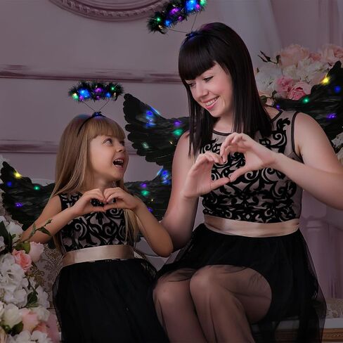 Goenb Light up Angel Wings, Angel Costume for Woman Adults Girls Kids Angel Wings and Halo Accessories for Halloween Party in Saudi Arabia