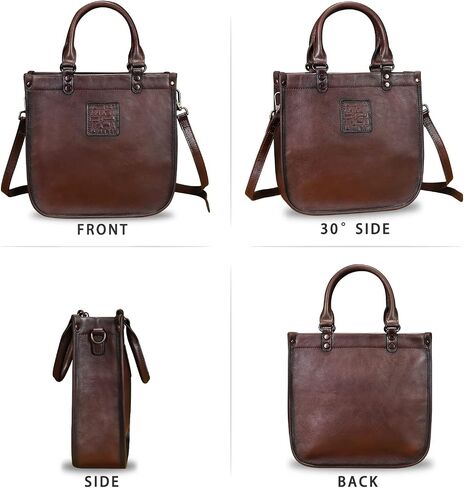 Genuine Leather Top Handle Handbag Purse for Women Vintage Over the Shoulder Bag Handmade Crossbody Satchel in Saudi Arabia