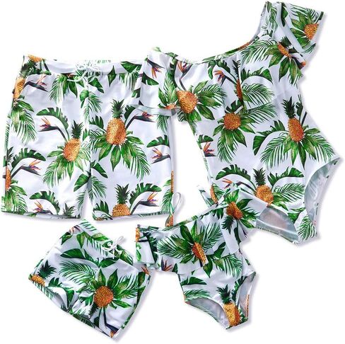 IFFEI Mommy and Me Swimsuit Pineapple Printed One Piece Family Matching Swimwear Boys 4-5 Years in Kuwait