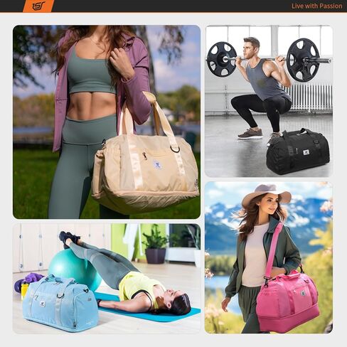 حقيبة سفر SKYSPER حقيبة صالة الألعاب الرياضية للنساء والرجال، حقيبة حمل مقاومة للماء مع حجرة للأحذية وجيب مبلل، لحمل الأمتعة في عطلة نهاية الأسبوع طوال الليل وحقيبة سفر وحقائب مستشفى مع أكمام بعجلات in Kuwait