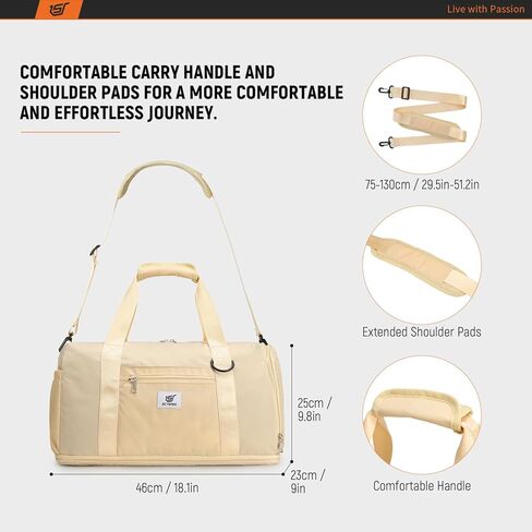 حقيبة سفر SKYSPER حقيبة صالة الألعاب الرياضية للنساء والرجال، حقيبة حمل مقاومة للماء مع حجرة للأحذية وجيب مبلل، لحمل الأمتعة في عطلة نهاية الأسبوع طوال الليل وحقيبة سفر وحقائب مستشفى مع أكمام بعجلات in Kuwait