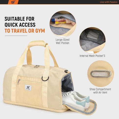 حقيبة سفر SKYSPER حقيبة صالة الألعاب الرياضية للنساء والرجال، حقيبة حمل مقاومة للماء مع حجرة للأحذية وجيب مبلل، لحمل الأمتعة في عطلة نهاية الأسبوع طوال الليل وحقيبة سفر وحقائب مستشفى مع أكمام بعجلات in Kuwait
