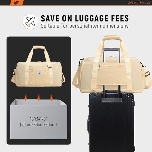 حقيبة سفر SKYSPER حقيبة صالة الألعاب الرياضية للنساء والرجال، حقيبة حمل مقاومة للماء مع حجرة للأحذية وجيب مبلل، لحمل الأمتعة في عطلة نهاية الأسبوع طوال الليل وحقيبة سفر وحقائب مستشفى مع أكمام بعجلات in Kuwait