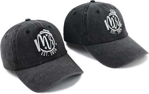 2 قطعة قبعات السيد والسيدة EST 2024 المتطابقة للرجال والنساء هدايا، قبعات بيسبول مطرزة عتيقة من القطن قابلة للتعديل in Kuwait