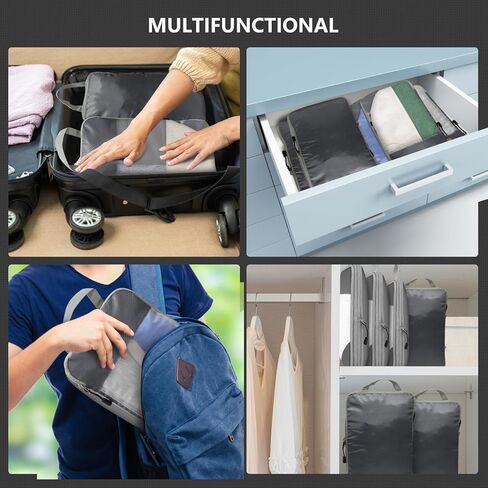 7 Set Compression Packing Cubes for Travel Suitcase Luggage Organizer Bags Set, Waterproof Grey 2 Style Packing Cube Kit Travel Essentials Accessories in Kuwait