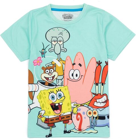 SpongeBob SquarePants Kids Pyjama Set | Boys & Girls Blue Short Sleeve T-Shirt & Shorts | Squidward Patrick Mr Krabs Gary PJs in Saudi Arabia