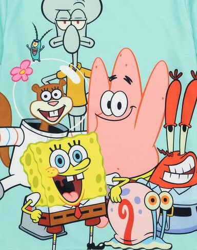 SpongeBob SquarePants Kids Pyjama Set | Boys & Girls Blue Short Sleeve T-Shirt & Shorts | Squidward Patrick Mr Krabs Gary PJs in Saudi Arabia