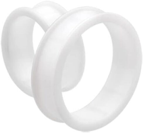 BodyJewelryOnline 2 قطعة سيليكون أبيض مرن مزدوج متوهج الأذن المتوسع مقياس نقالة الأذن حلقة الفص القرط مقاييس نفق المقابس ثقب المجوهرات in Kuwait