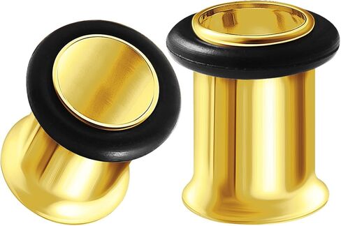 BIG GAUGES Pair of 316L Surgical Steel Anodized Single Flared Piercing Jewelry Ear Flesh Tunnel O-Ring Earring Lobe Stretcher Plug in Kuwait