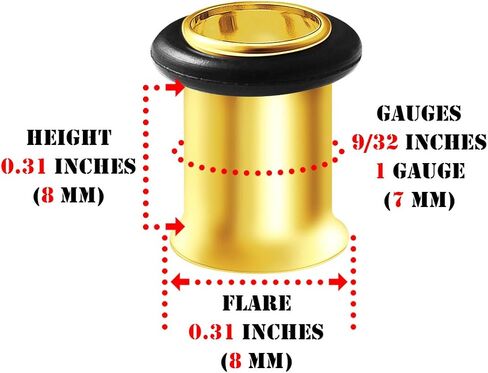 BIG GAUGES Pair of 316L Surgical Steel Anodized Single Flared Piercing Jewelry Ear Flesh Tunnel O-Ring Earring Lobe Stretcher Plug in Kuwait