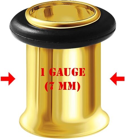 BIG GAUGES Pair of 316L Surgical Steel Anodized Single Flared Piercing Jewelry Ear Flesh Tunnel O-Ring Earring Lobe Stretcher Plug in Kuwait