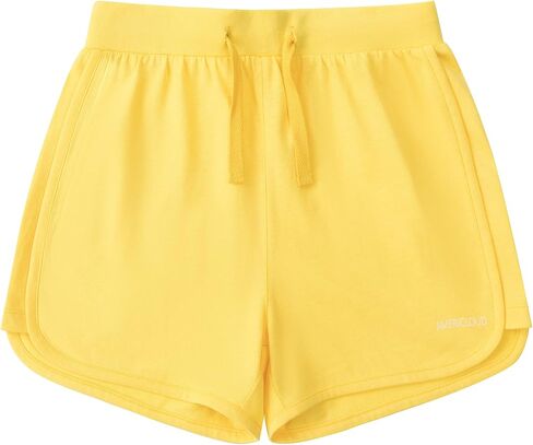 AMERICLOUD Girls Running Cotton Shorts Kids Drawstring Casual Short with Pockets Girls Workout Clothes 3-12 Years (Yellow-S) in Kuwait