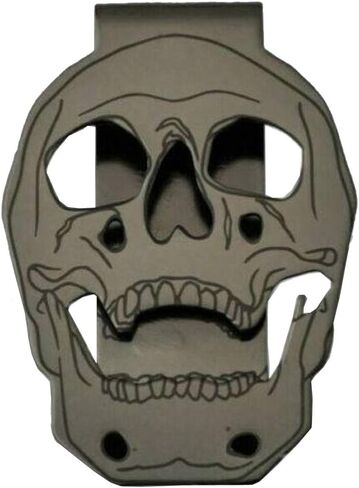 Skull Money Clip Wallet - Practical, Slim, Minimalist Stainless Steel Cash Holder - Front Pocket Credit Card, Business Card, Paper Money Clamp - Day Of Dead Skull - Gift for Men in Saudi Arabia
