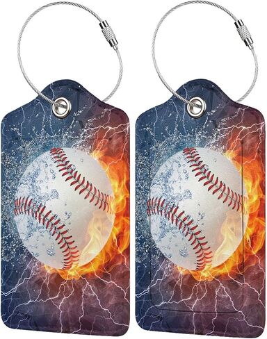 عبوتان من علامات أمتعة البيسبول لحقائب السفر الرياضية للرجال والأولاد والأطفال، مجموعة ملصقات لبطاقة الهوية من جلد البولي يوريثان مع غطاء خلفي كامل للخصوصية من الفولاذ المقاوم للصدأ وعلامات للأمتعة in Kuwait