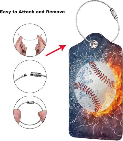 عبوتان من علامات أمتعة البيسبول لحقائب السفر الرياضية للرجال والأولاد والأطفال، مجموعة ملصقات لبطاقة الهوية من جلد البولي يوريثان مع غطاء خلفي كامل للخصوصية من الفولاذ المقاوم للصدأ وعلامات للأمتعة in Kuwait
