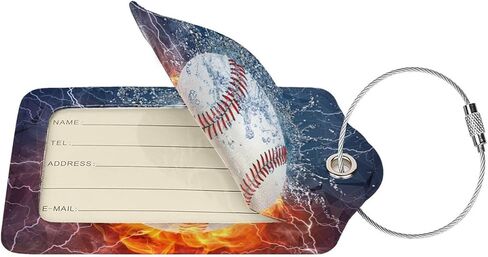 عبوتان من علامات أمتعة البيسبول لحقائب السفر الرياضية للرجال والأولاد والأطفال، مجموعة ملصقات لبطاقة الهوية من جلد البولي يوريثان مع غطاء خلفي كامل للخصوصية من الفولاذ المقاوم للصدأ وعلامات للأمتعة in Kuwait