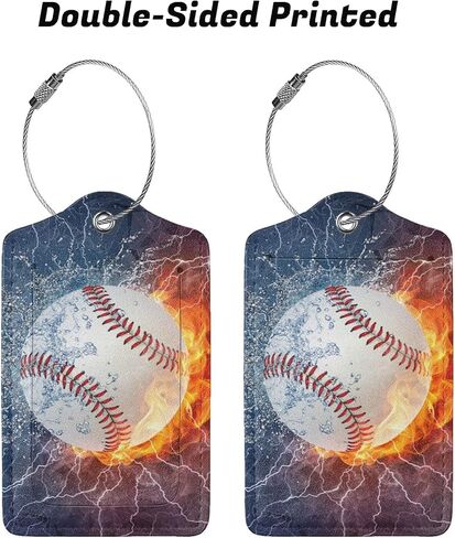 عبوتان من علامات أمتعة البيسبول لحقائب السفر الرياضية للرجال والأولاد والأطفال، مجموعة ملصقات لبطاقة الهوية من جلد البولي يوريثان مع غطاء خلفي كامل للخصوصية من الفولاذ المقاوم للصدأ وعلامات للأمتعة in Kuwait