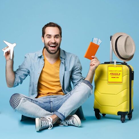 10 قطع من بطاقات الأمتعة الهشة مقاس 5 × 4 انش من هليمور، بطاقات امتعة لامعة وكبيرة، علامة لامعة لشنط السفر للنساء والرجال والامتعة او اي شنطة سفر in Kuwait