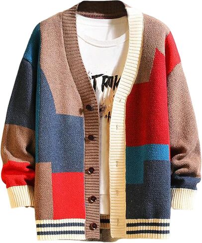 Arssm Mens Cardigan Sweater Knitted Long Sleeve V Neck Button Down Sweaters Casual Cardigans in Kuwait